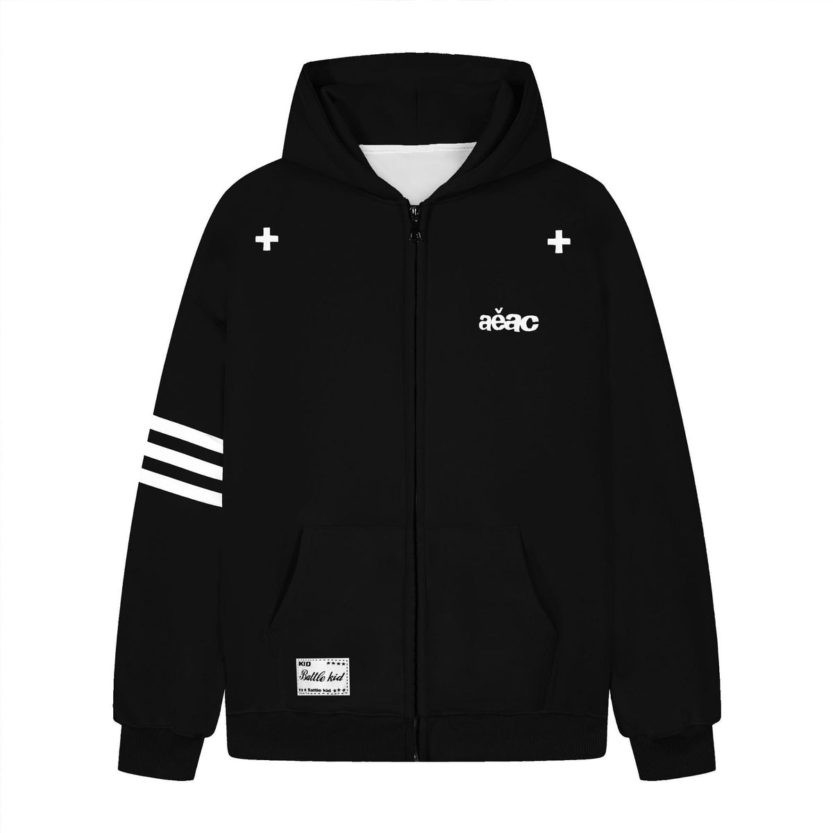 Hooded Zip-Up Jacket Casual Streetwear Colorblock Stripe Sleeves Loose Fit Multi-Color Top