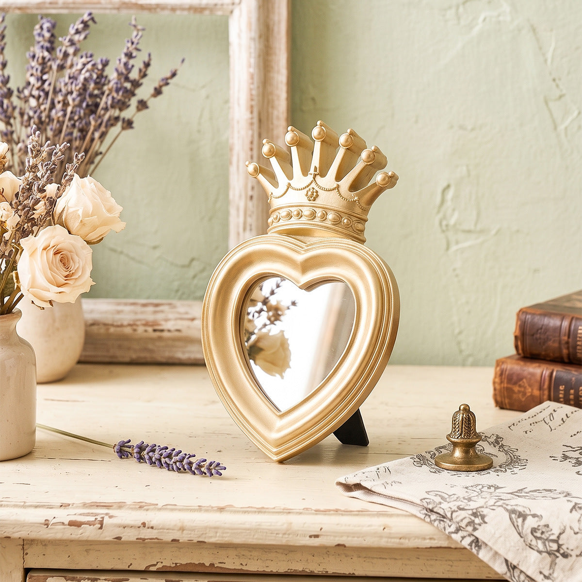 Golden Crown Oval Makeup Mirror