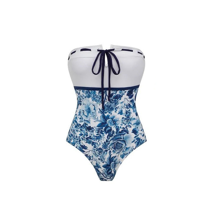 Fashion Trendy Sexy Swimwear Set Women's One-Piece Printed Bikini Bodysuit Crop Top