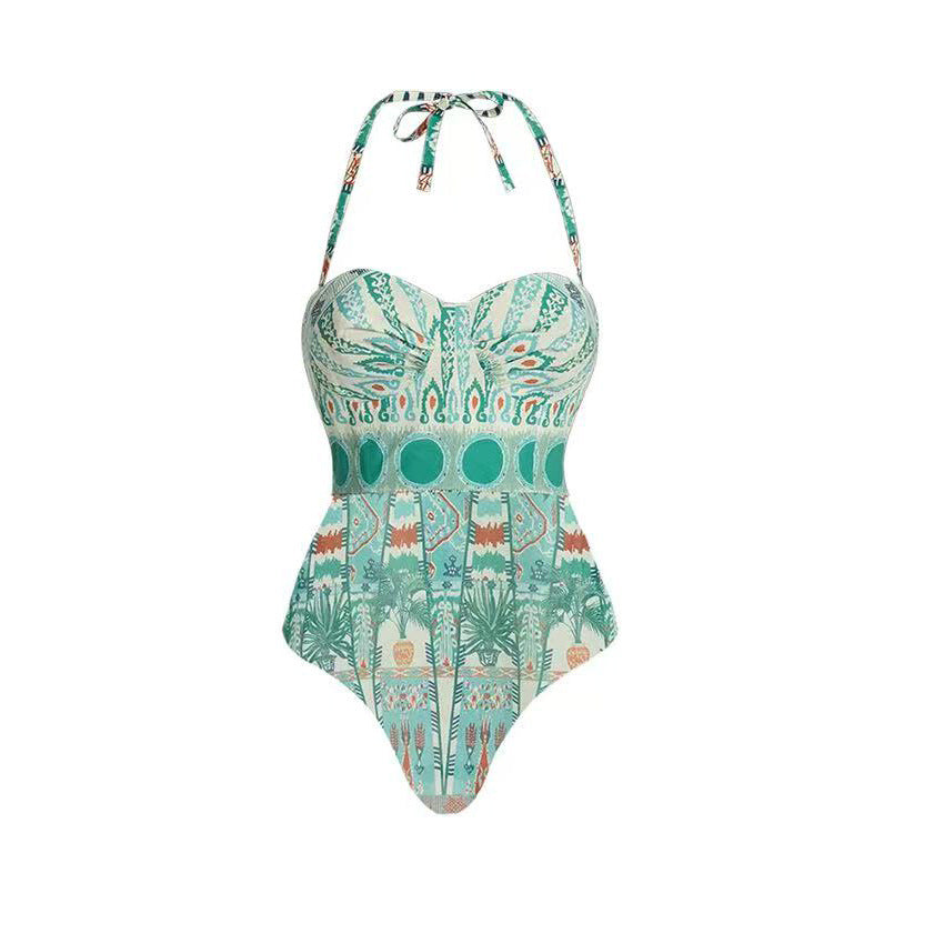 Fashion Sexy Two-Piece Swimsuit for Women with Mesh Skirt Retro Hard Cup Bikini Set