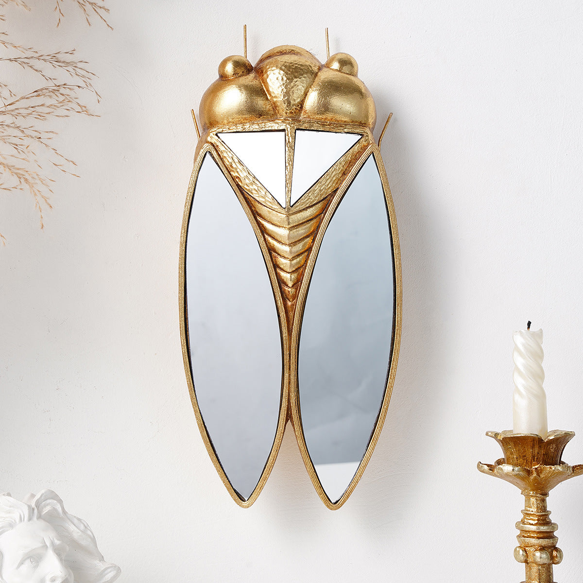 Golden Cicada shaped Mirror Wall Hanging