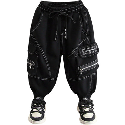 Stylish Boys Cargo Pants Lightweight Spring Autumn Long Trousers