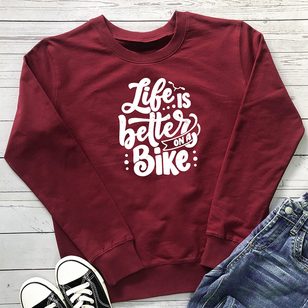 Life is better on A Bike printed hoodie