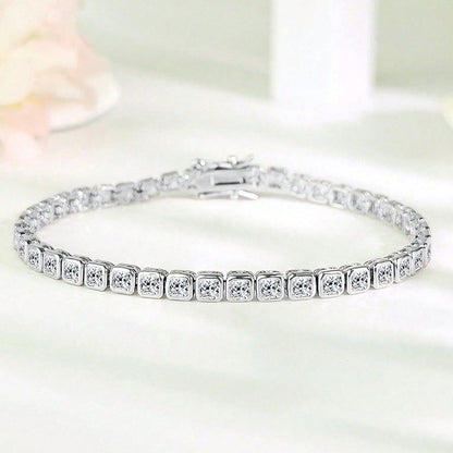 New 3mm Square Zircon Bracelet for Men and Women, Elegant Jewelry with Full Diamond Ice Sugar Design