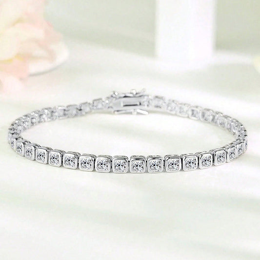 New 3mm Square Zircon Bracelet for Men and Women, Elegant Jewelry with Full Diamond Ice Sugar Design