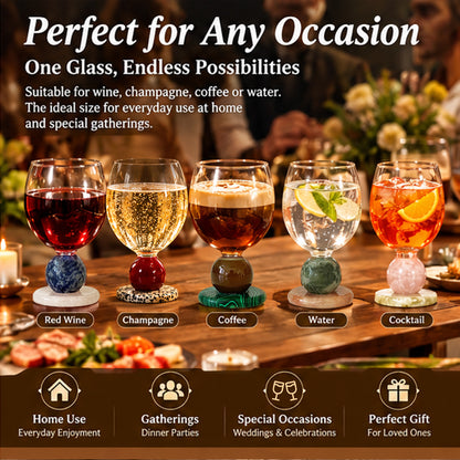 Handmade Jade Ball Goblet – Borosilicate Heat-Resistant Glass Cup for Wine, Champagne, Coffee & Latte