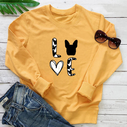 Cow print round neck long sleeved sweatshirt