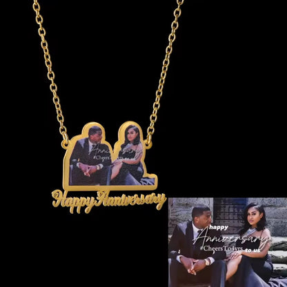 Custom-Made, Ships in 3-5 Days Color UV Photo Stainless Steel English Name Necklace