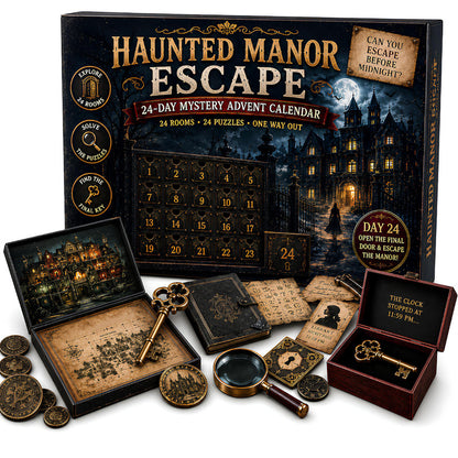 24-Day Mystery Adventure Advent Calendar – Christmas Puzzle Escape Room Game with 6 Themes, Daily Surprise Discovery
