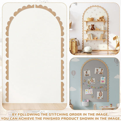 Unfinished Wood Arch Wall Decor – Rustic Scalloped Wooden Frame Trim for Nursery, Kids Room & DIY Crafts
