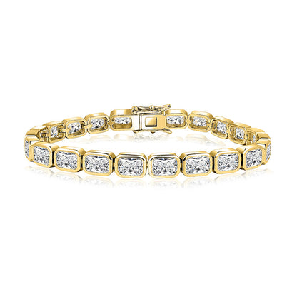 Jewelry  Stylish Zircon Bracelet with Large Full Zircon Stones, Platinum-Plated White Zircon, Rose Gold Plated Pink Zircon, Fashion Jewelry