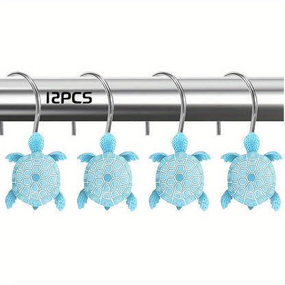 Blue Turtle-Shaped No-Drill Stainless Steel &amp; Resin Wall Hook for Bathroom Shower Curtain