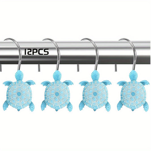 Blue Turtle-Shaped No-Drill Stainless Steel &amp; Resin Wall Hook for Bathroom Shower Curtain