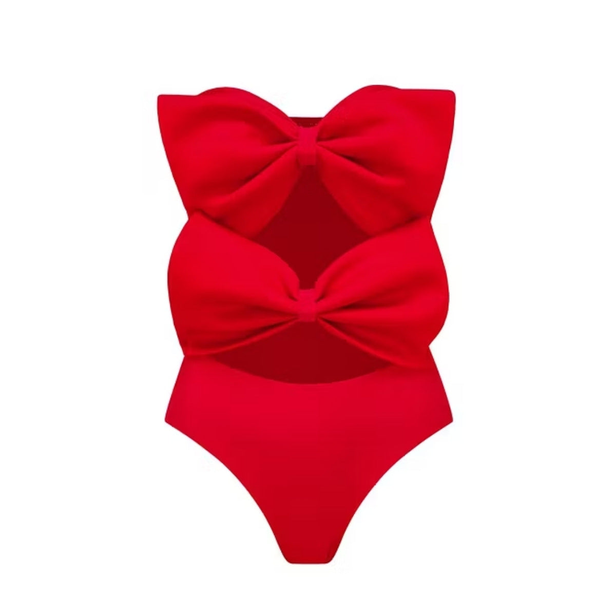 New Arrival Red Butterfly Knot Cutout One-Piece Swimsuit for Women with Instagrammable Style