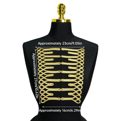 Gold Thread Chinese Knot Button, Trapezoid Frog Closure for Dancewear & Oriental Dress