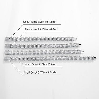 Fashion Trendy Ice Sugar Chain Cuban Chain Ice Sugar Link 5A Zircon Tennis Bracelet Flip Cover Men's Trendy Bracelet