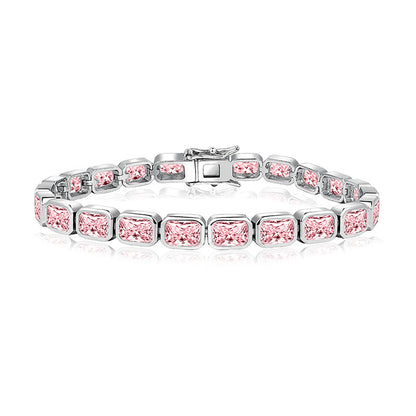 Jewelry  Stylish Zircon Bracelet with Large Full Zircon Stones, Platinum-Plated White Zircon, Rose Gold Plated Pink Zircon, Fashion Jewelry