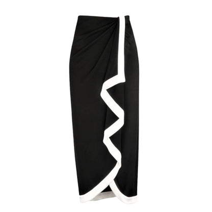 Sexy Black and White Contrast Mesh Spliced Bikini Set for Women, Cross-Over DesignStyle Swimwear