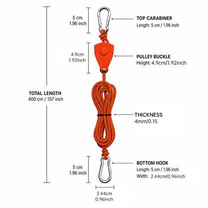 4M 6Pcs Reflective Tent Rope Set – Camping Guy Lines with Tension Buckles, Ratchet Hangers & Awning Tie-Downs, Outdoor