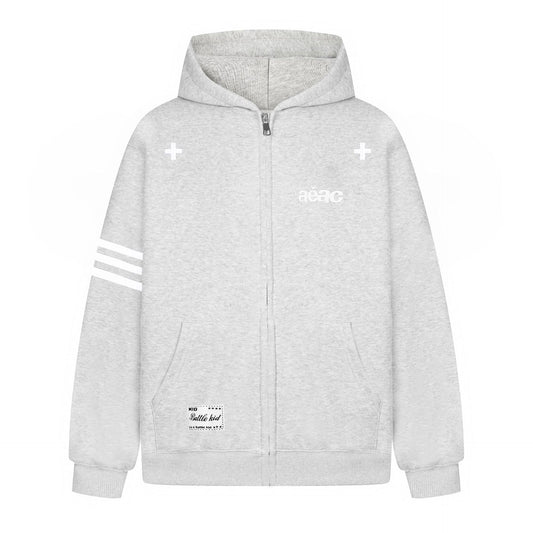 Hooded Zip-Up Jacket Casual Streetwear Colorblock Stripe Sleeves Loose Fit Multi-Color Top