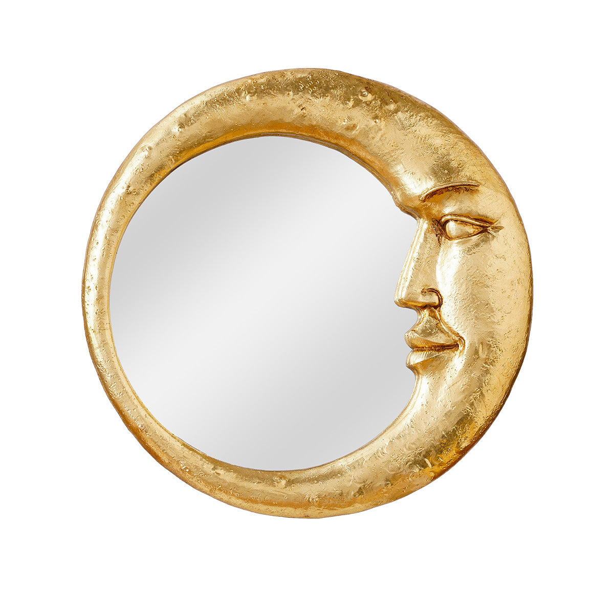 Facial crescent shaped circular decorative hanging mirror