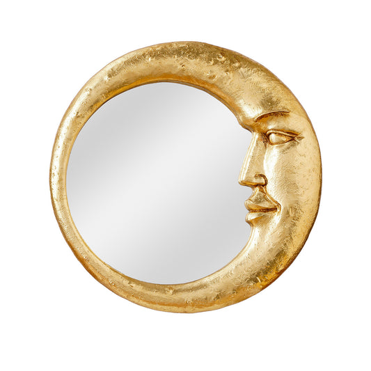 Facial crescent shaped circular decorative hanging mirror