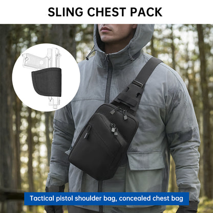 Tactical Pistol Transport Bag with Holster, Concealed Carry Crossbody Sling Bag for Handgun, EDC Chest Pack for Outdoor & Range