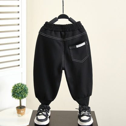 Casual Black Spring Autumn Boys Sweatpants Long Pants