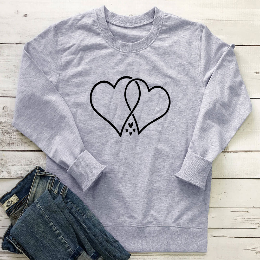 Round neck loose fitting long sleeved sweatshirt