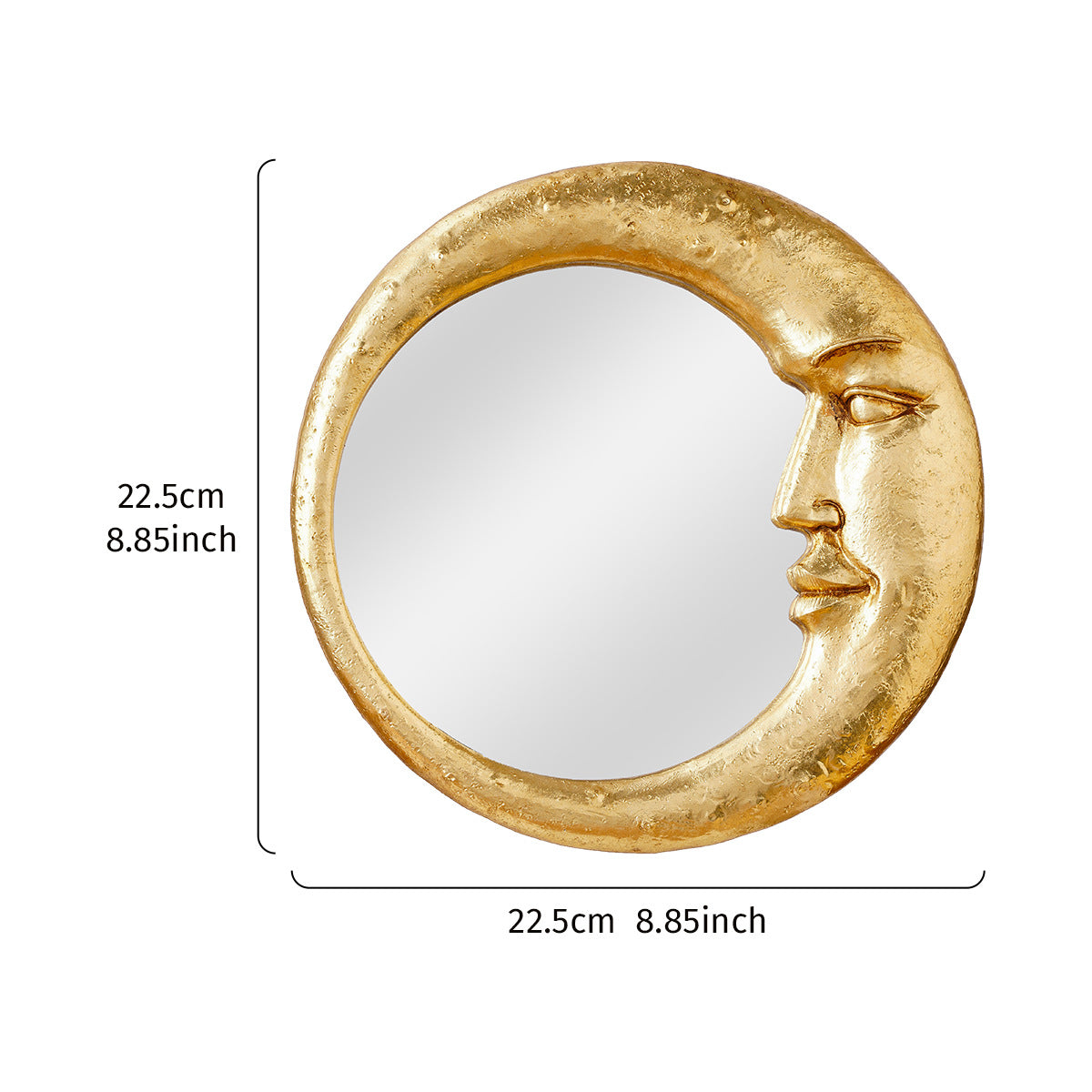Facial crescent shaped circular decorative hanging mirror