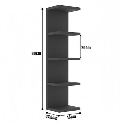 5-Tier Wall Floating Shelf 31.5", Wood-Style Display Rack for Books & Plants
