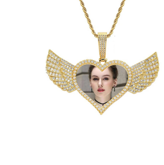 Custom-Made, Ships in 1-2 Days wing pendant photo necklace