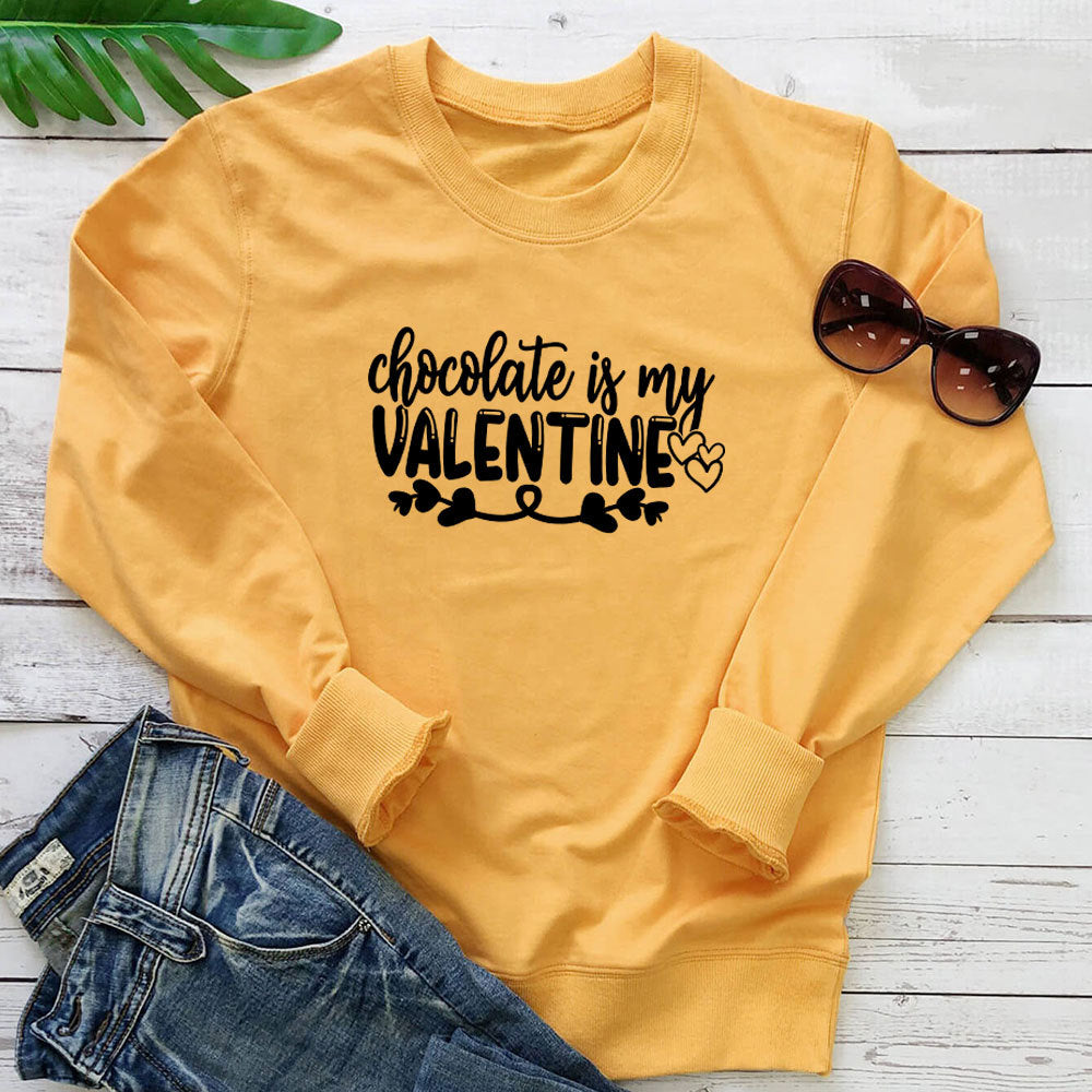 Chocolate Is My Valentine Printed Hoodie