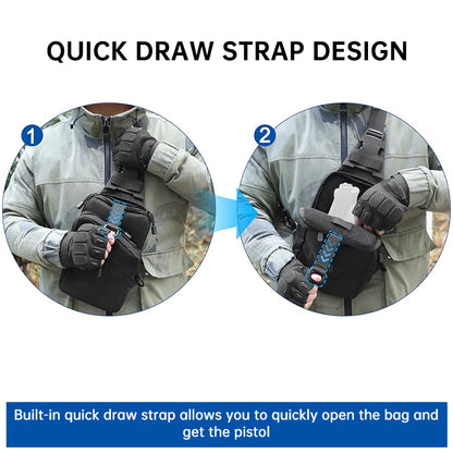 Tactical Pistol Transport Bag with Holster, Concealed Carry Crossbody Sling Bag for Handgun, EDC Chest Pack for Outdoor & Range