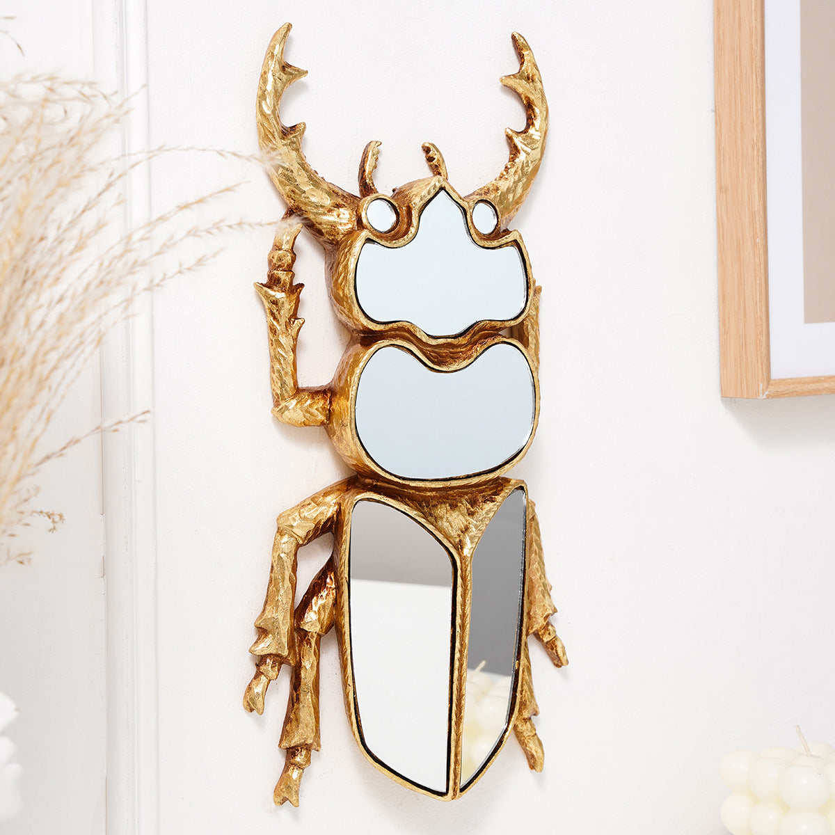 Golden mirror beetle wall decoration