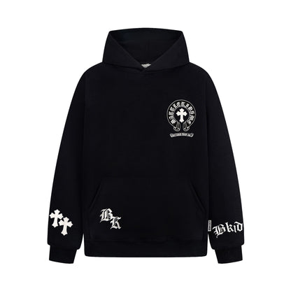 Embroidery Letter Graphic Hooded Sweatshirt Loose Heavyweight Unisex