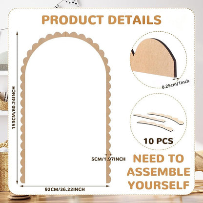 Unfinished Wood Arch Wall Decor – Rustic Scalloped Wooden Frame Trim for Nursery, Kids Room & DIY Crafts