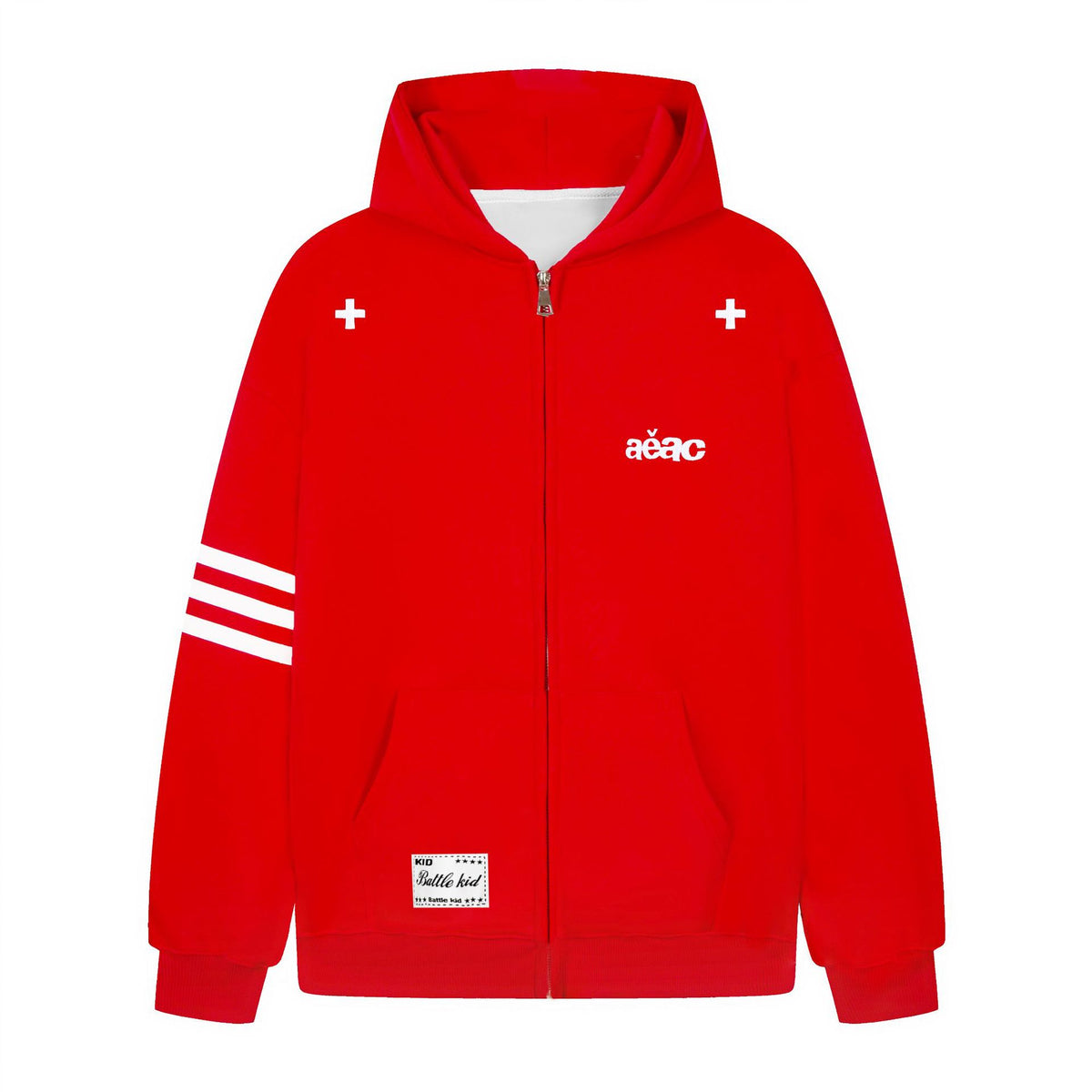 Hooded Zip-Up Jacket Casual Streetwear Colorblock Stripe Sleeves Loose Fit Multi-Color Top