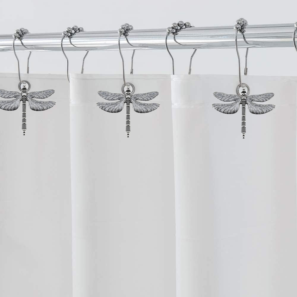 Stainless Steel Large Dragonfly Shower Curtain Rings with Ball Bearing - Bathroom Decor Hooks