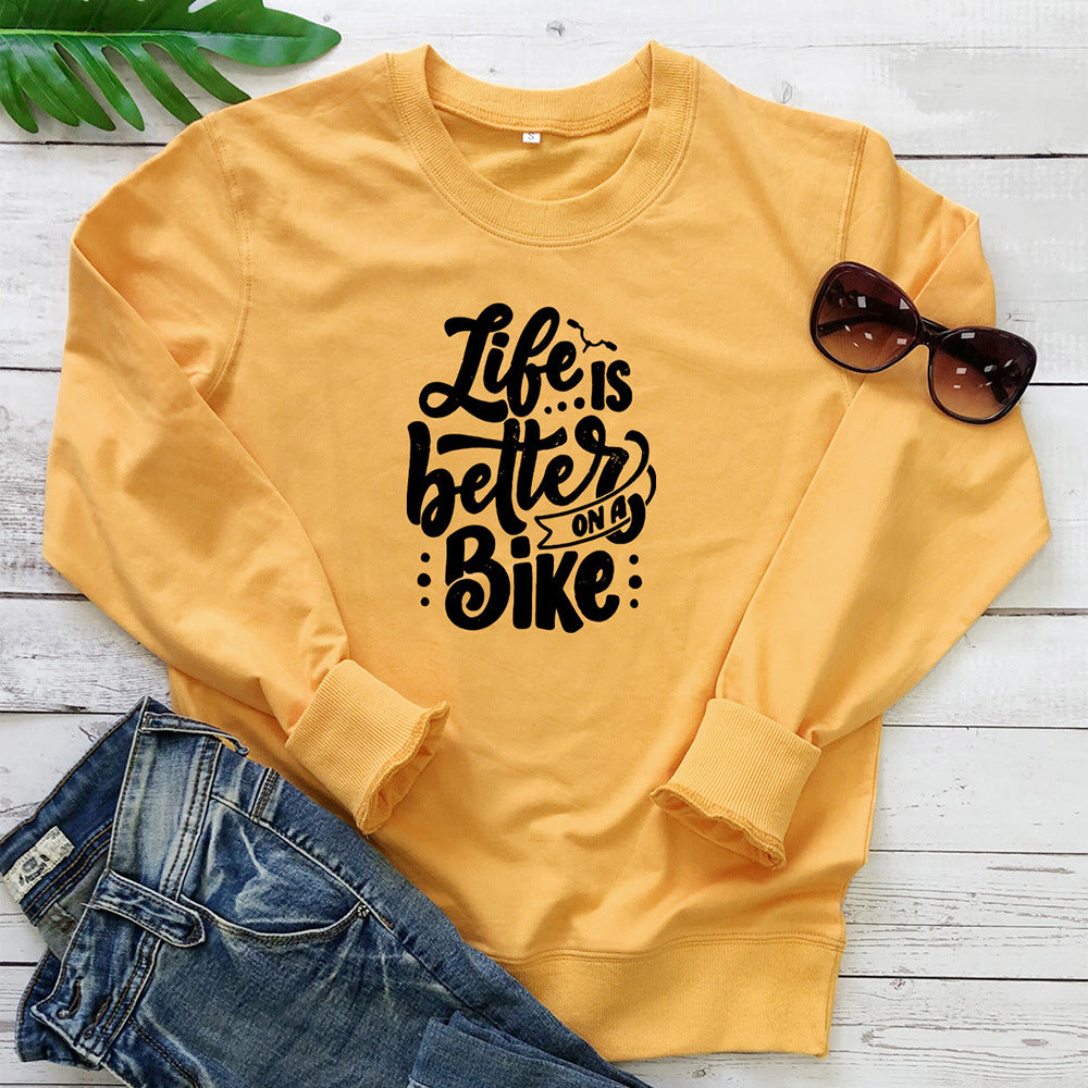 Life is better on A Bike printed hoodie