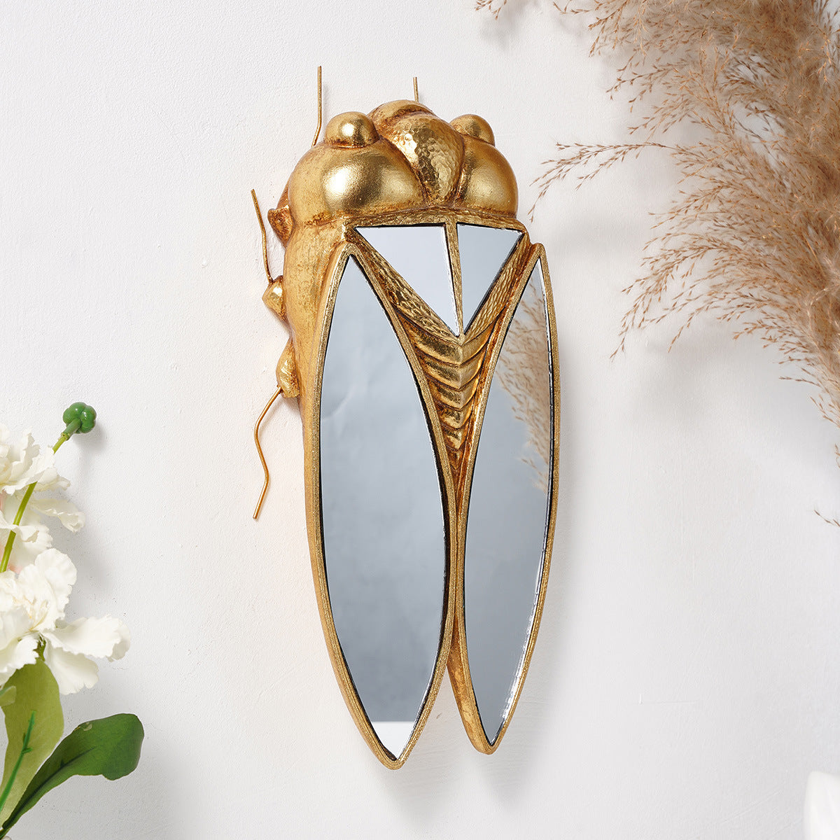 Golden Cicada shaped Mirror Wall Hanging