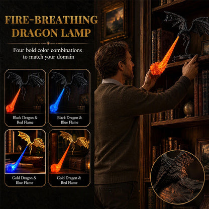 3D Dragon Bookshelf Light with Fire – LED Flying Dragon Bookend, Corner Lamp, Unique Gift for Book Lovers & Halloween Decor