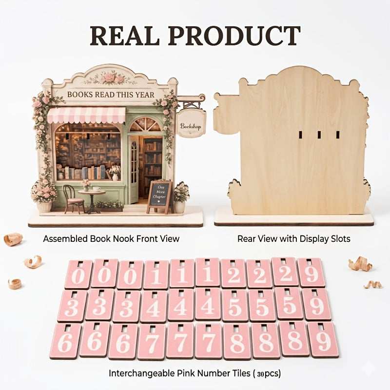 Wooden Vintage Reading Tracker Set Bookmark Bookstore Style Bookplate