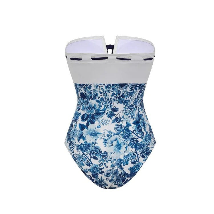 Fashion Trendy Sexy Swimwear Set Women's One-Piece Printed Bikini Bodysuit Crop Top
