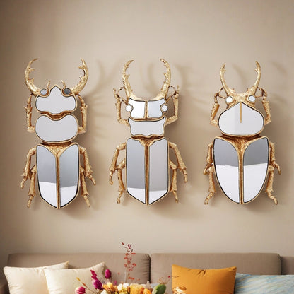 Golden mirror beetle wall decoration
