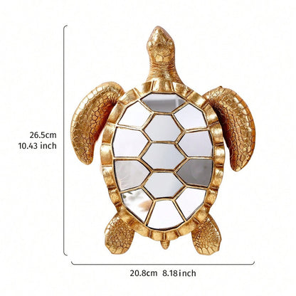Golden resin turtle statue mirror glass decoration