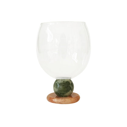 Handmade Jade Ball Goblet – Borosilicate Heat-Resistant Glass Cup for Wine, Champagne, Coffee & Latte