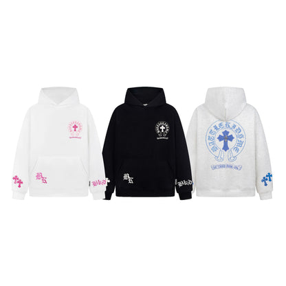 Embroidery Letter Graphic Hooded Sweatshirt Loose Heavyweight Unisex