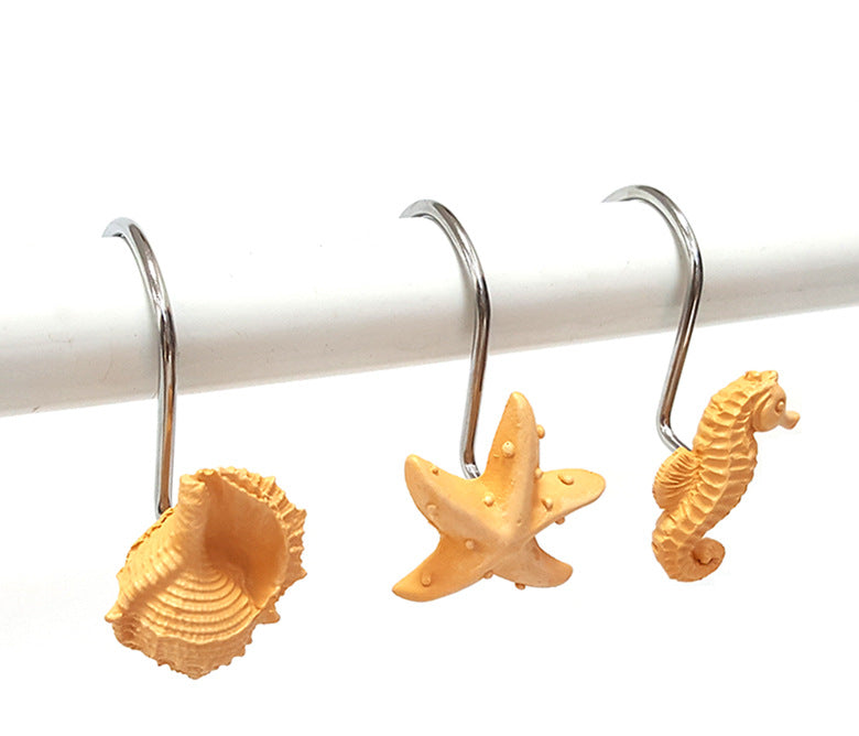 Sea shell starfish resin shower curtain hanger, shower curtain hook,  shower curtain accessory