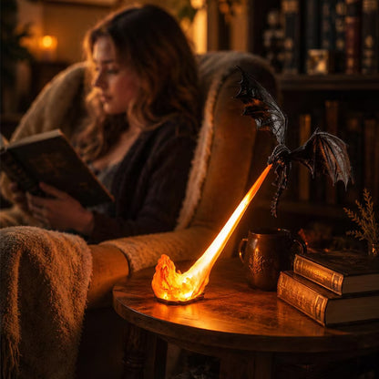 3D Dragon Bookshelf Light with Fire – LED Flying Dragon Bookend, Corner Lamp, Unique Gift for Book Lovers & Halloween Decor